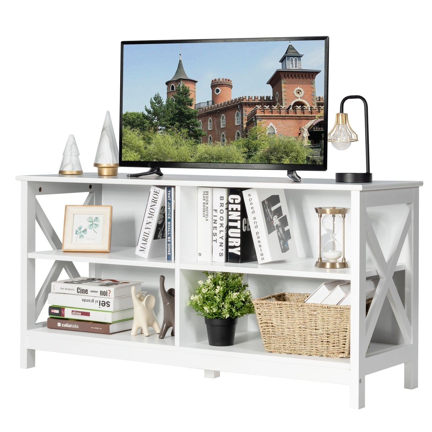 Wooden TV Stand Entertainment Media Center, White Entertainment Centers & TV Stands   at Gallery Canada