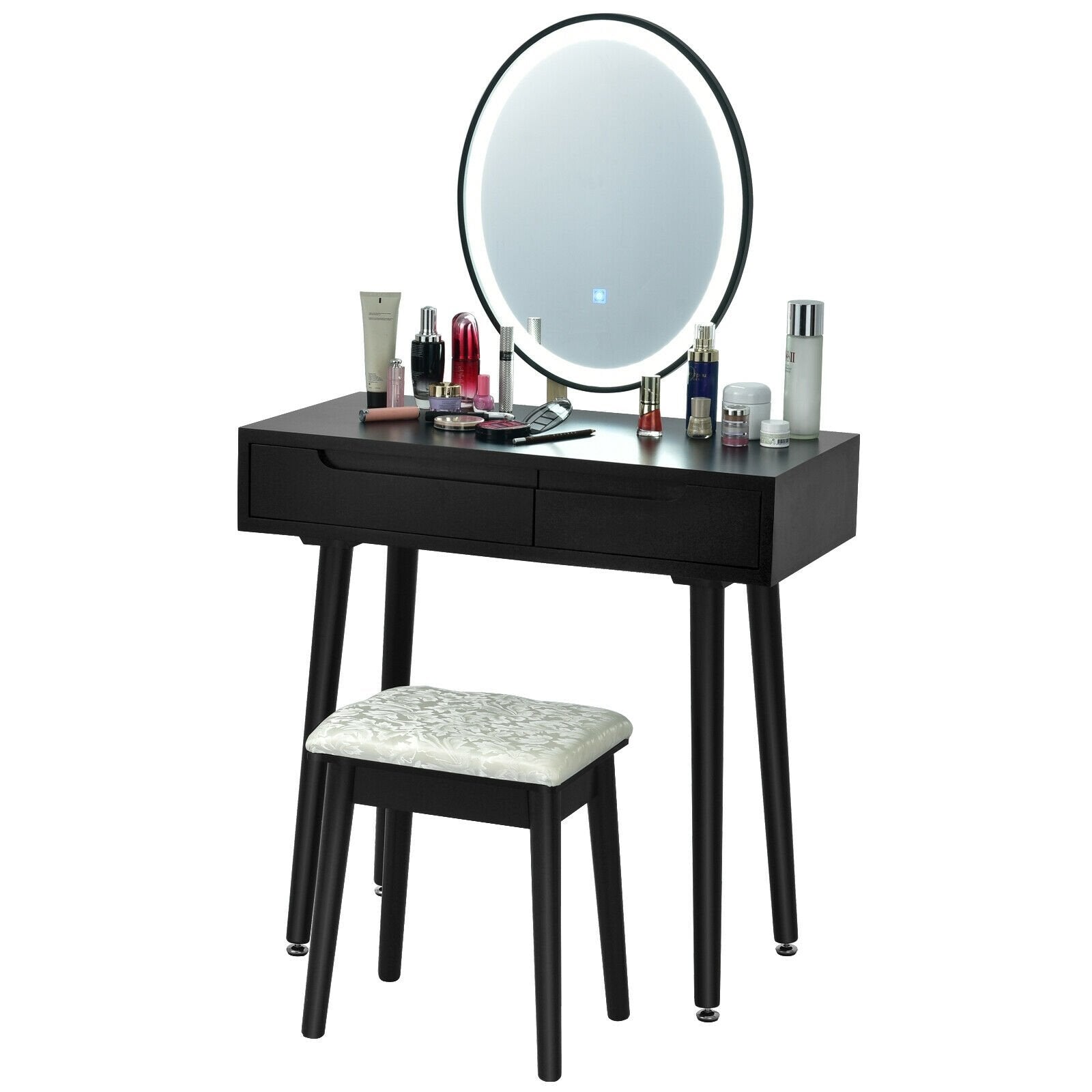 Touch Screen Vanity Makeup Table Stool Set, Black - Gallery Canada