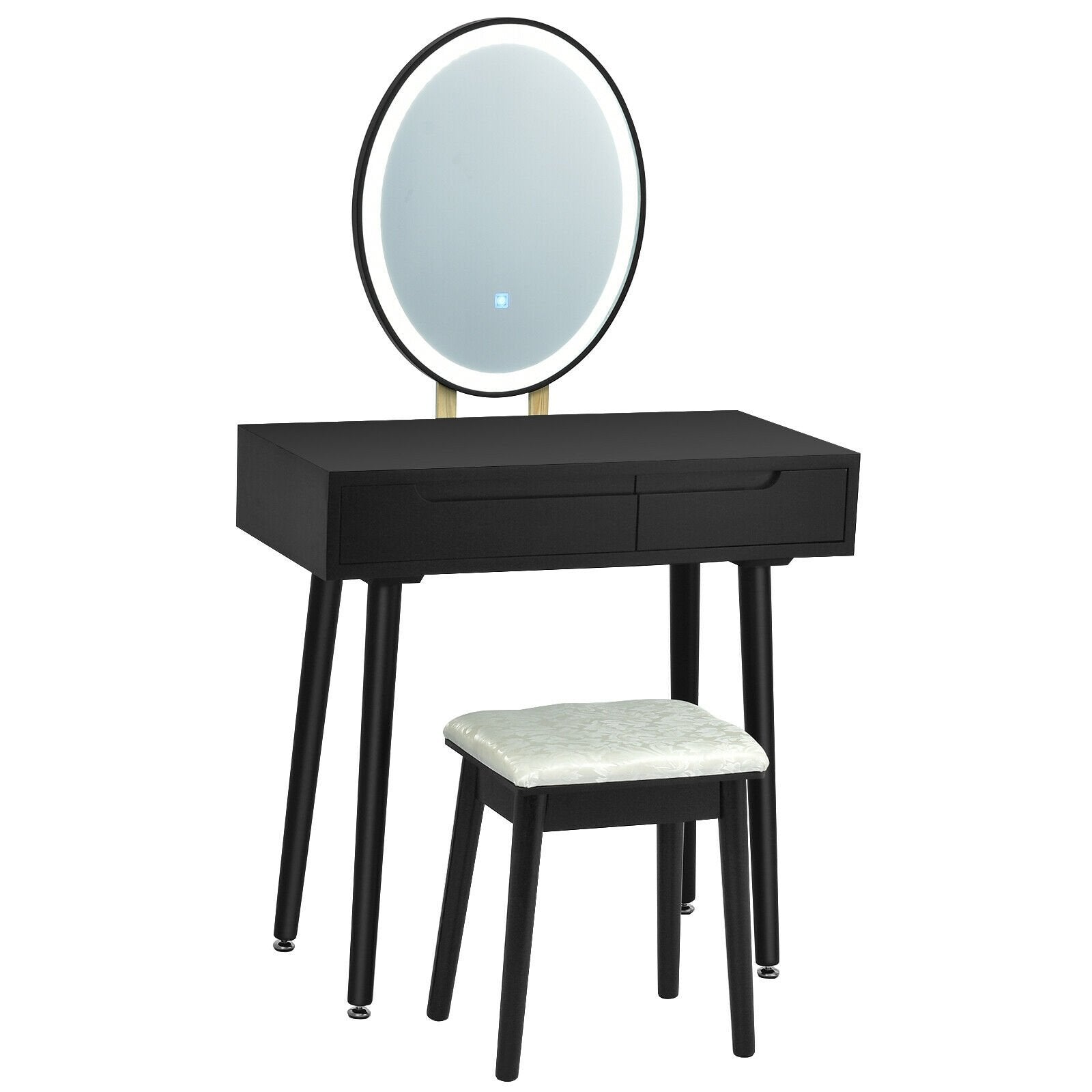 Touch Screen Vanity Makeup Table Stool Set, Black - Gallery Canada