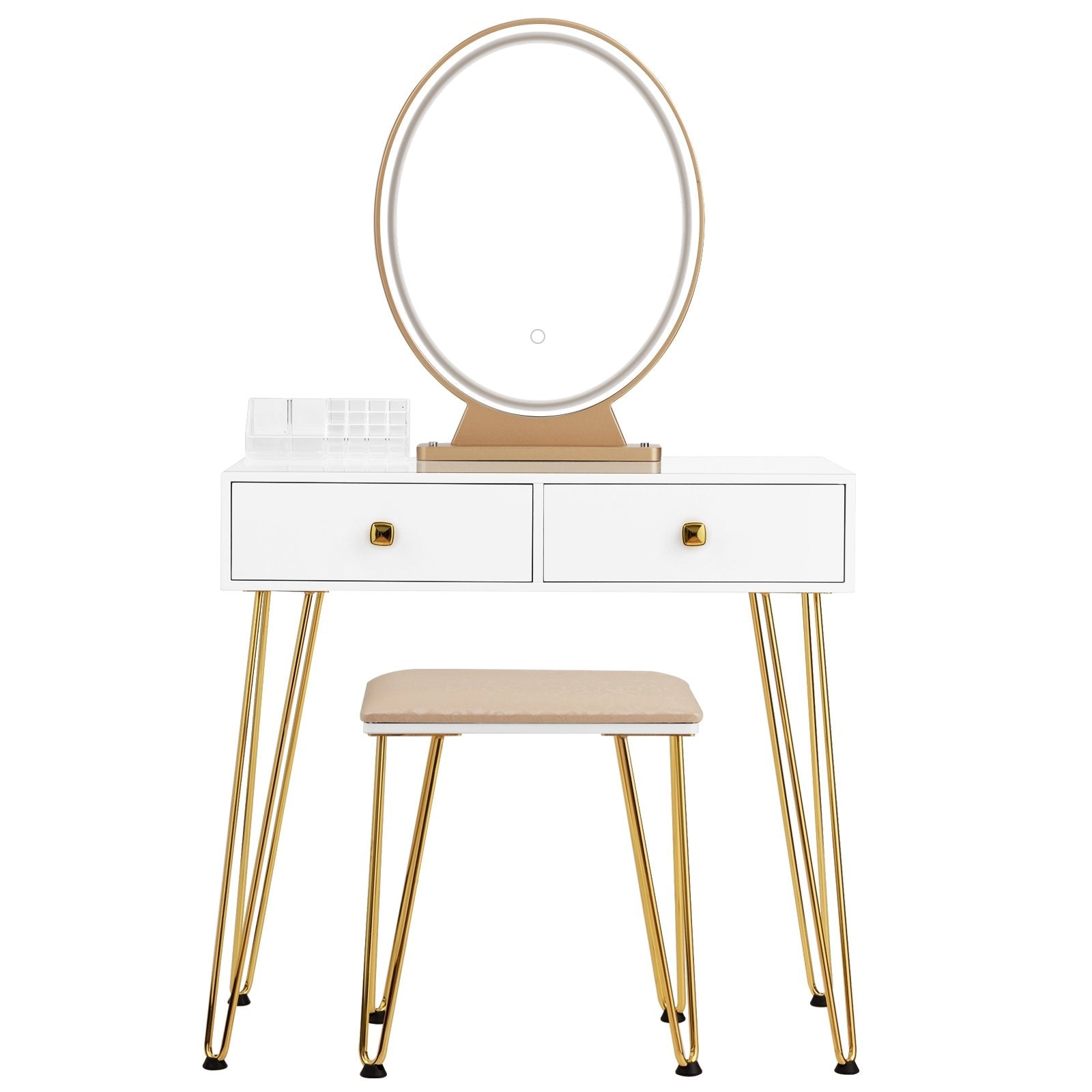 Industrial Makeup Dressing Table with 3 Lighting Modes, White Makeup Vanities   at Gallery Canada