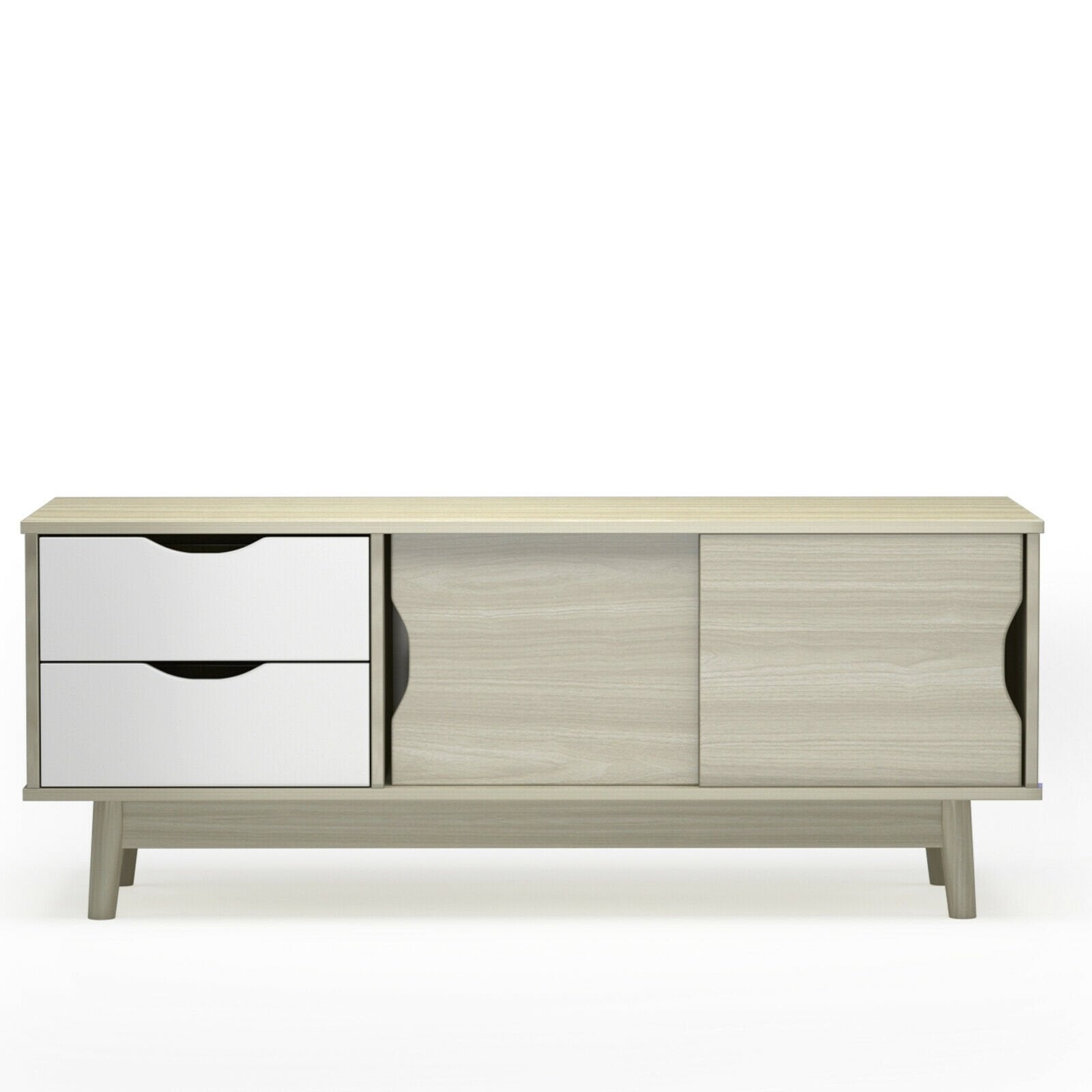 TV Stand for TV up to 60 Inch Media Console Table Storage with Doors, Gray Entertainment Centers & TV Stands   at Gallery Canada