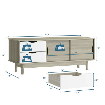 TV Stand for TV up to 60 Inch Media Console Table Storage with Doors, Gray Entertainment Centers & TV Stands   at Gallery Canada