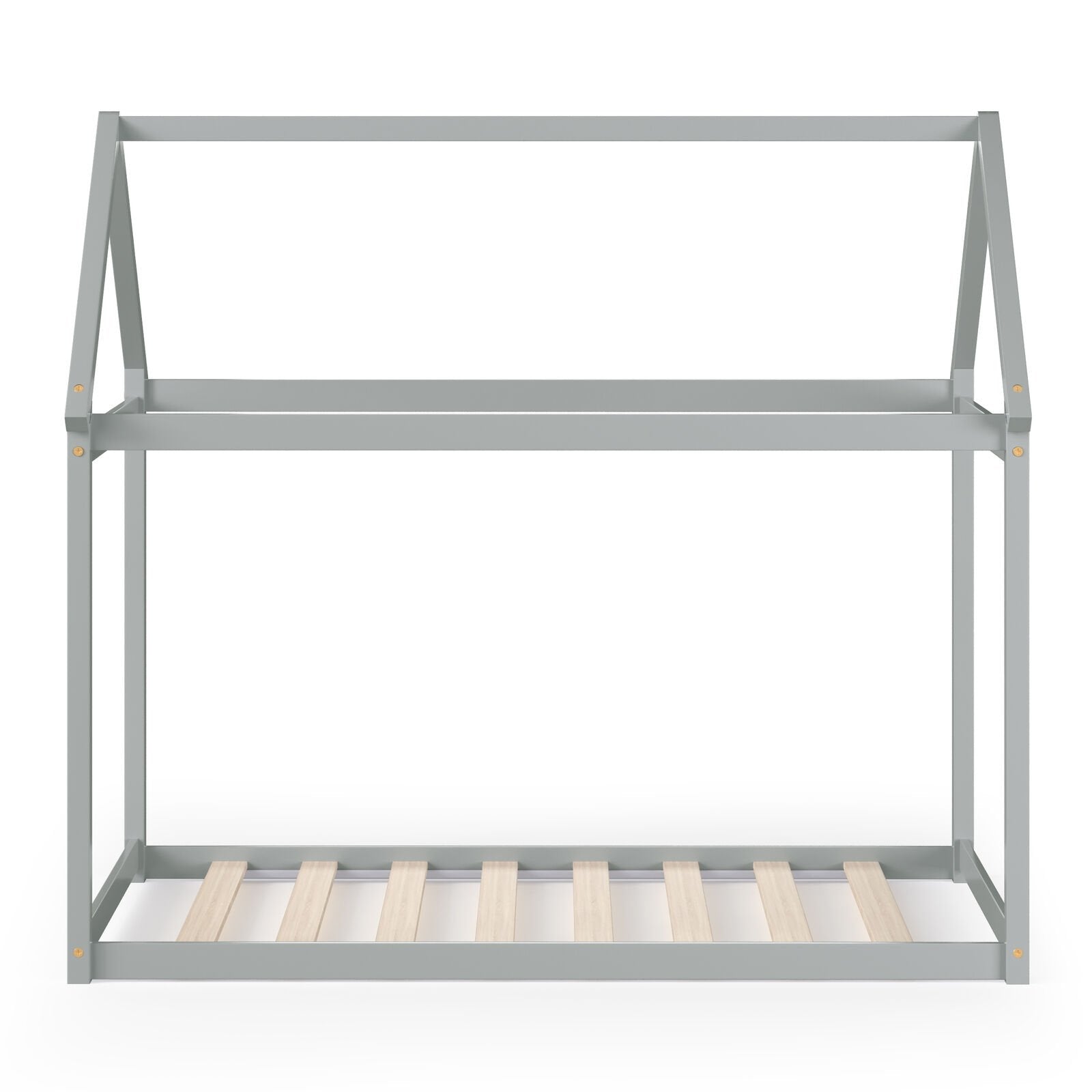 Stable Kids Platform Floor Bed with Roof and Heavy-Duty Slats, Gray Simple Bed Frame   at Gallery Canada