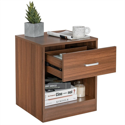 Modern Nightstand with Storage Drawer and Cabinet, Brown Nightstands   at Gallery Canada