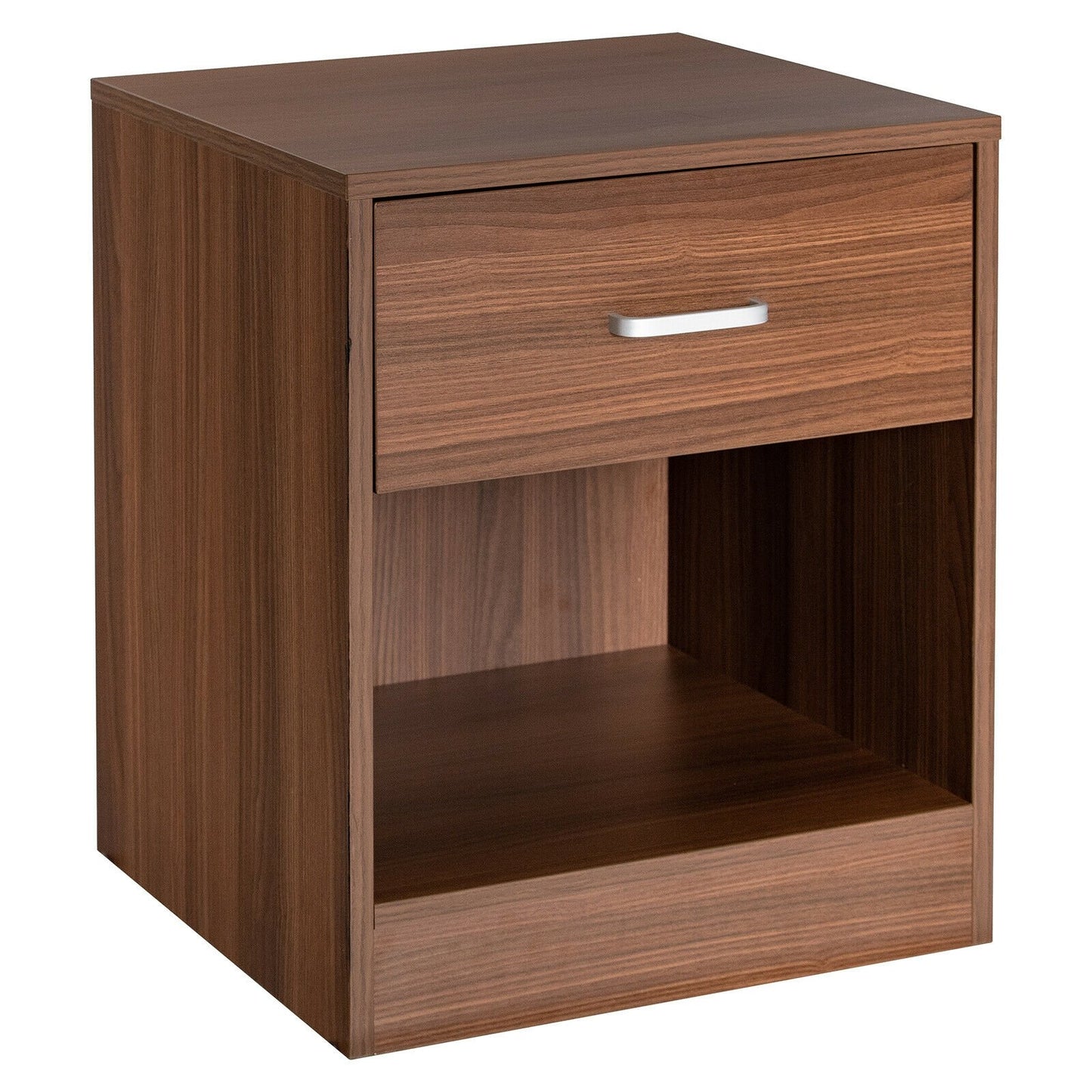 Modern Nightstand with Storage Drawer and Cabinet, Brown - Gallery Canada
