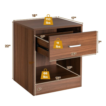 Modern Nightstand with Storage Drawer and Cabinet, Brown Nightstands   at Gallery Canada