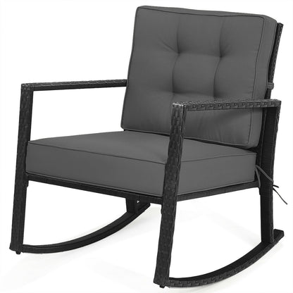 Patio Rattan Rocker Outdoor Glider Rocking Chair Cushion Lawn, Gray Patio Rocking Chairs & Gliders   at Gallery Canada