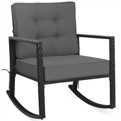 Patio Rattan Rocker Outdoor Glider Rocking Chair Cushion Lawn, Gray Patio Rocking Chairs & Gliders   at Gallery Canada