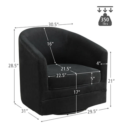 Assembly Accent Chair with 360-Degree Swivel Metal Base for Living Room, Black Accent Chairs   at Gallery Canada