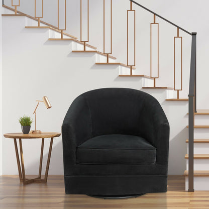 Assembly Accent Chair with 360-Degree Swivel Metal Base for Living Room, Black Accent Chairs   at Gallery Canada