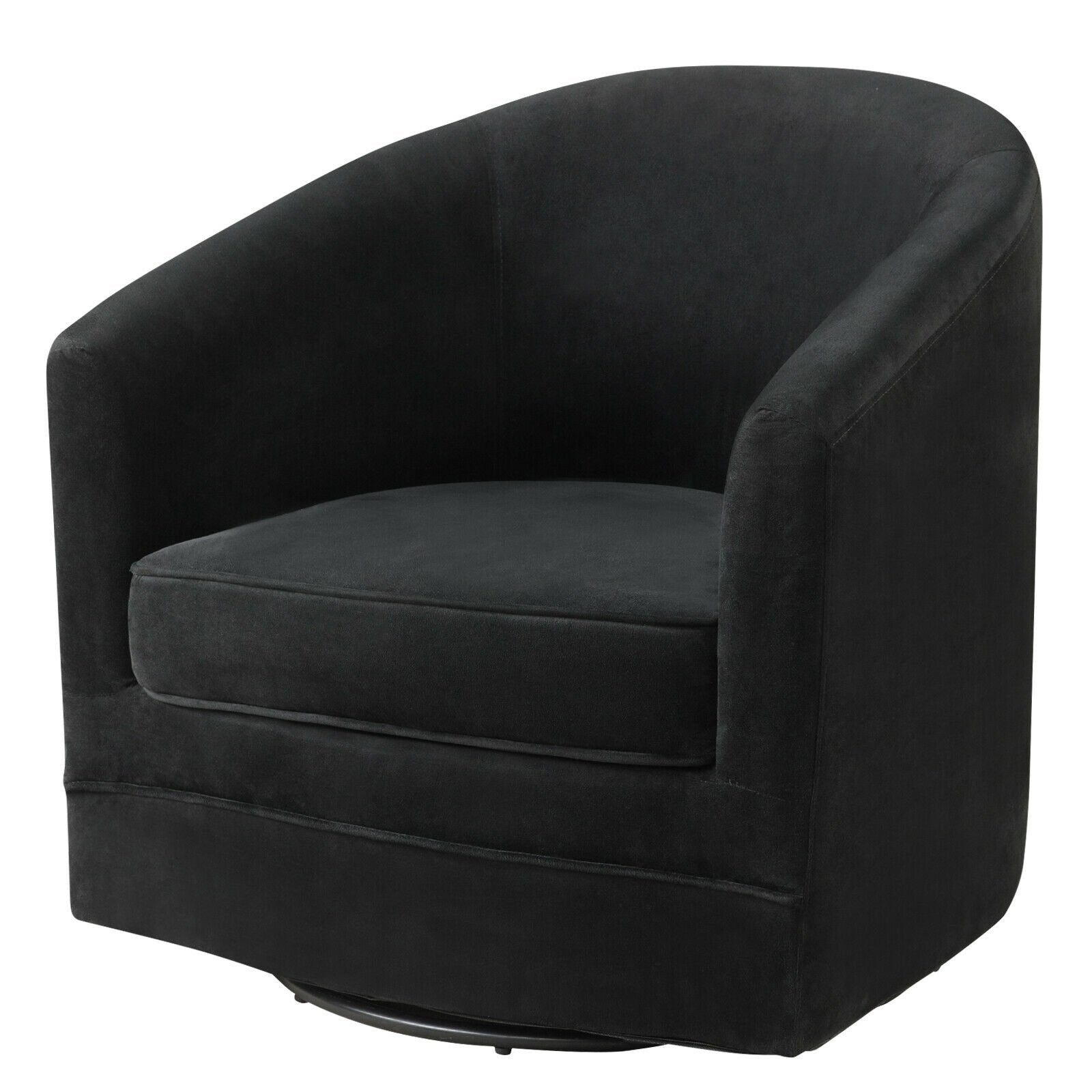 Assembly Accent Chair with 360-Degree Swivel Metal Base for Living Room, Black Accent Chairs   at Gallery Canada