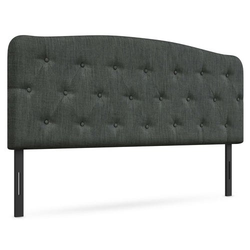 Faux Linen Headboard with Adjustable Heights, Dark Gray