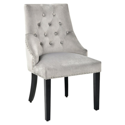 Modern Upholstered Button-Tufted Dining Chair with Naild Trim, Gray Dining Chairs Gray  at Gallery Canada