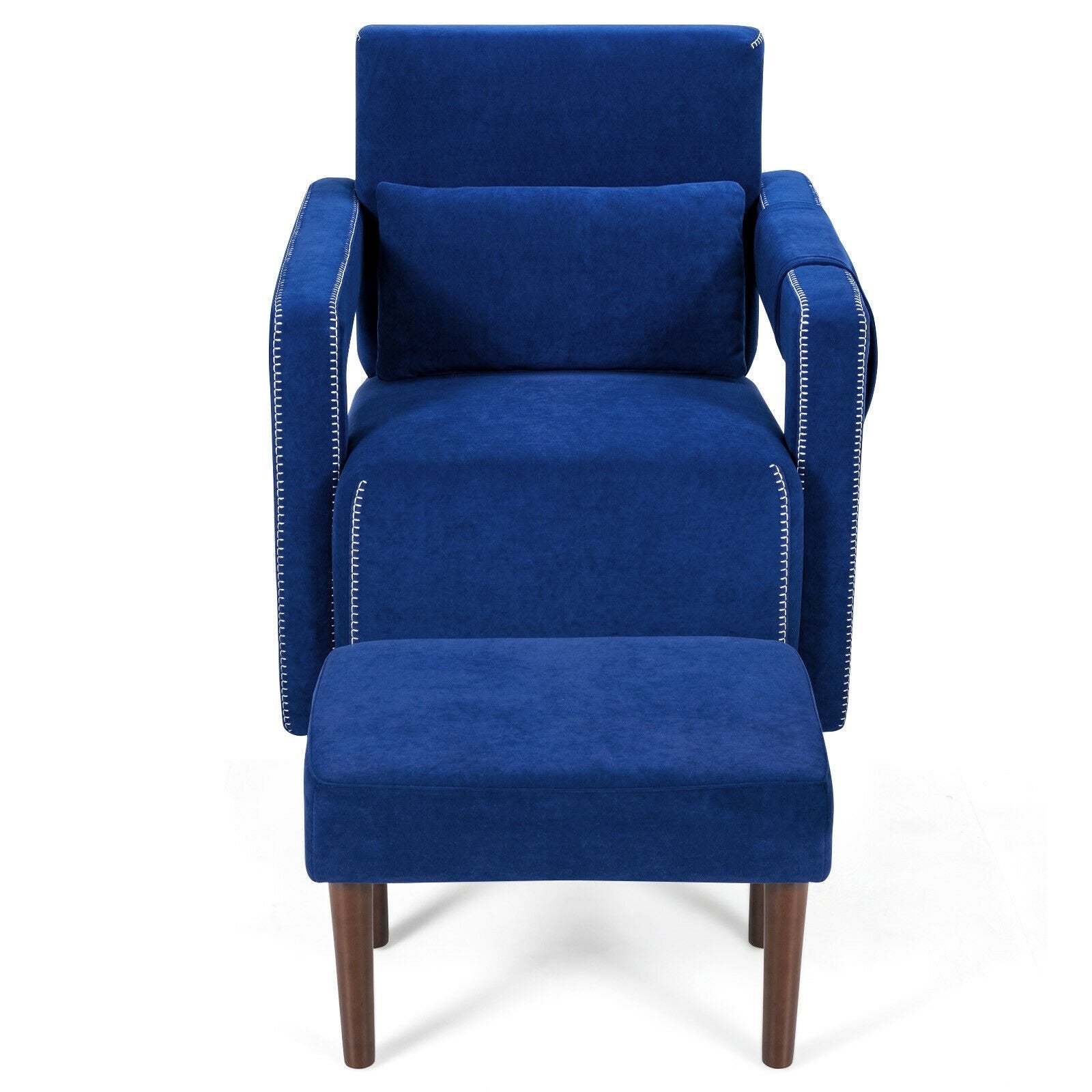 Modern Berber Fleece Single Sofa Chair with Ottoman and Waist Pillow, Blue Accent Chairs   at Gallery Canada