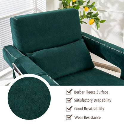 Modern Berber Fleece Single Sofa Chair with Ottoman and Waist Pillow, Green Accent Chairs   at Gallery Canada