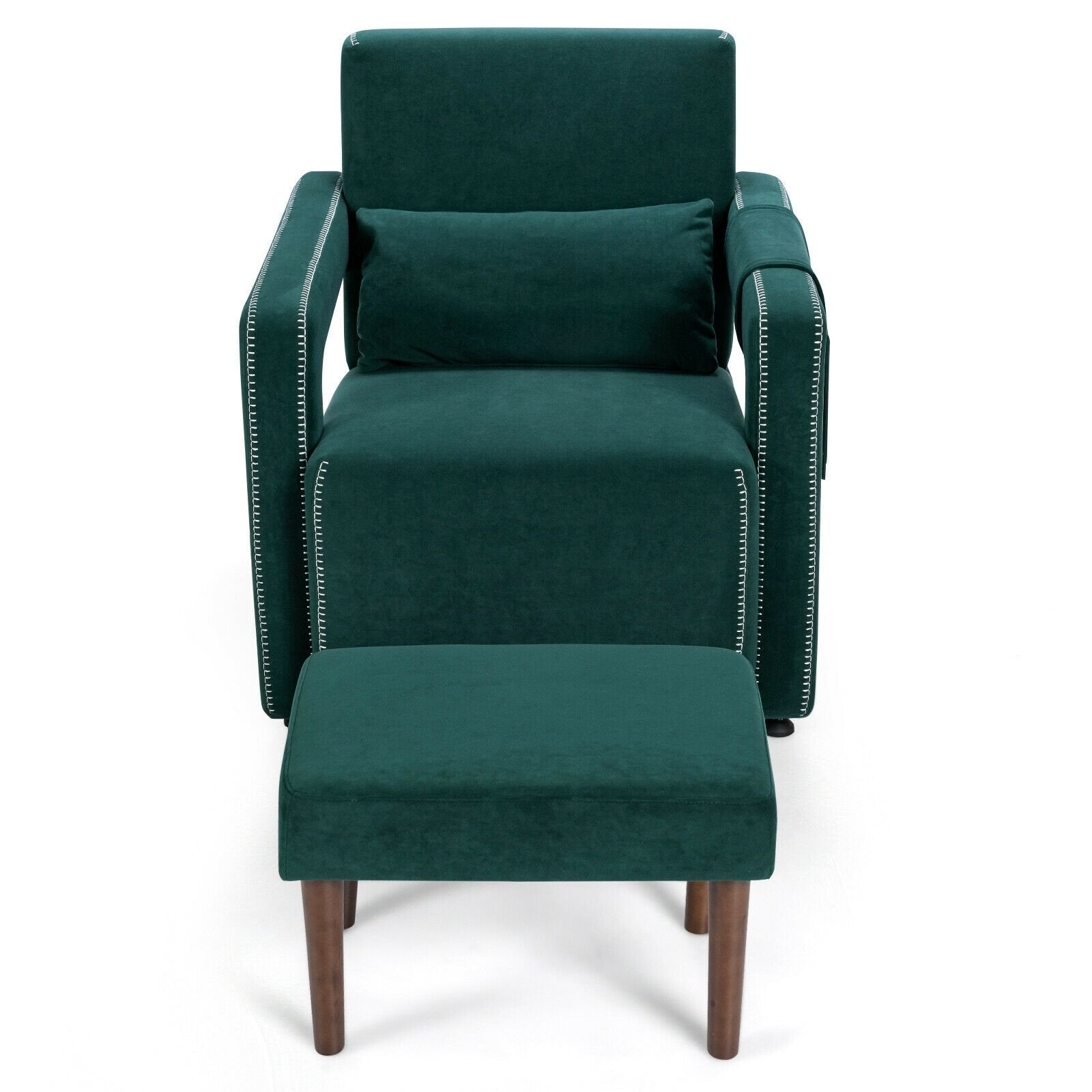 Modern Berber Fleece Single Sofa Chair with Ottoman and Waist Pillow, Green Accent Chairs   at Gallery Canada