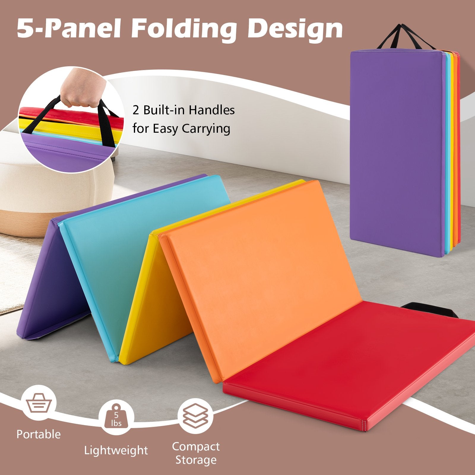 5-Panel Folding Gymnastics Mat for Kids, Multicolor Yoga & Gym Mats   at Gallery Canada