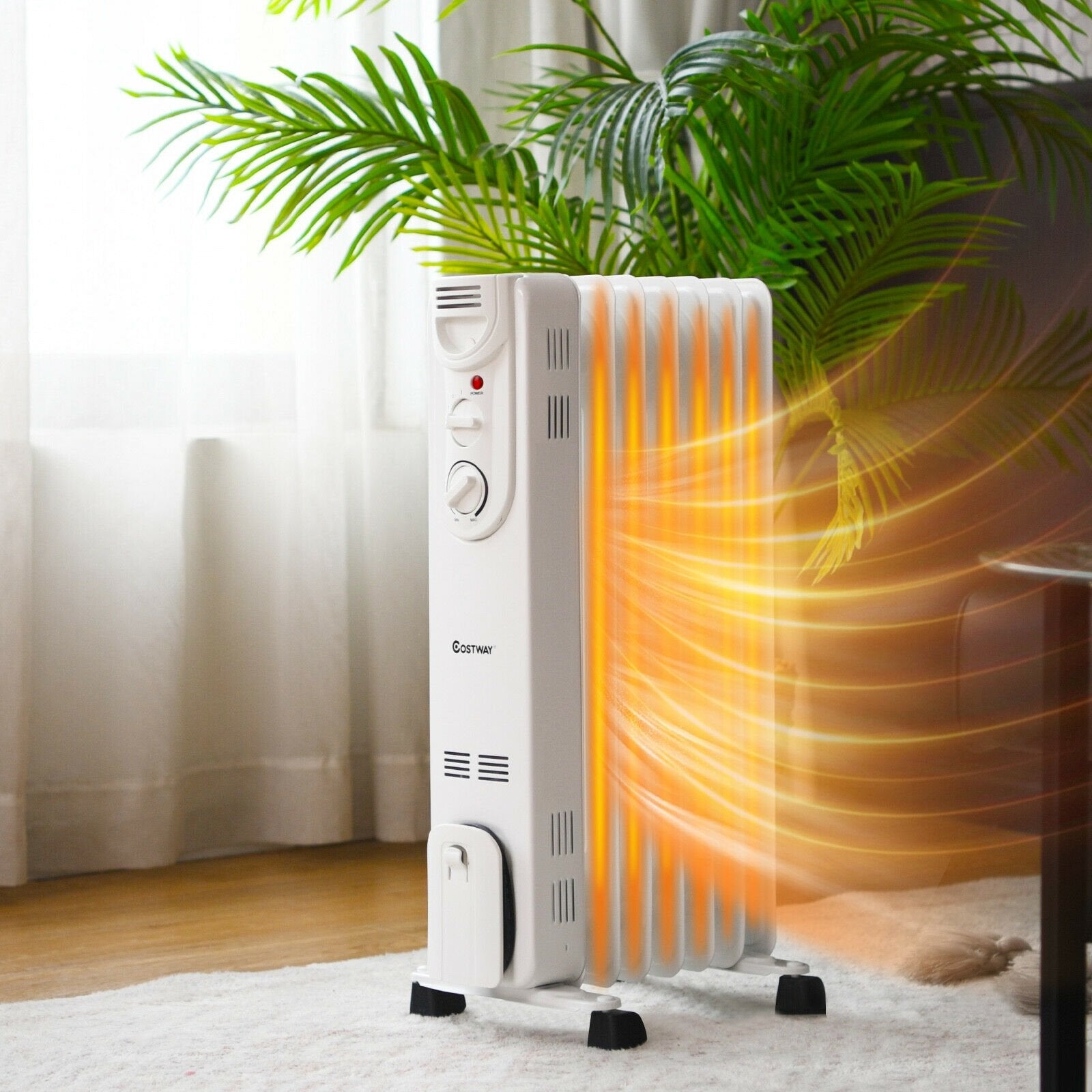 1500W Electric Space Heater with 3 Heat Settings and Safe Protection, White Space Heaters at Gallery Canada