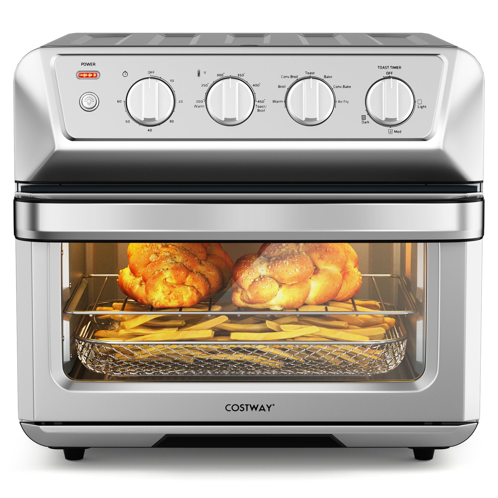 21.5 Quart 1800W Air Fryer Toaster Countertop Convection Oven with Recipe, Silver Toaster Ovens at Gallery Canada