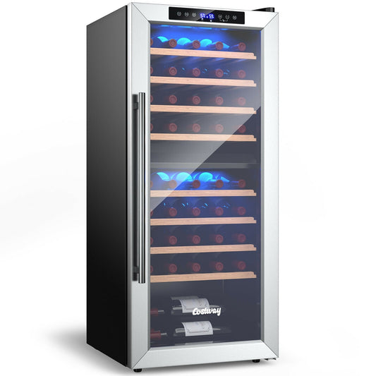 43 Bottle Wine Cooler Refrigerator Dual Zone Temperature Control with 8 Shelves, Black Wine & Beverage Coolers   at Gallery Canada