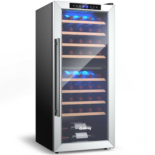 43 Bottle Wine Cooler Refrigerator Dual Zone Temperature Control with 8 Shelves, Black Wine & Beverage Coolers Black  at Gallery Canada