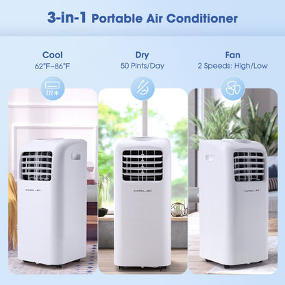 8000 BTU(Ashrae) Portable Air Conditioner with Remote Control, White - Gallery Canada