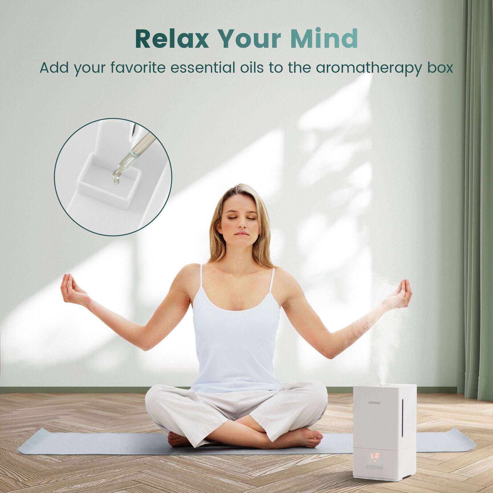 4L Ultrasonic Humidifier with Essential Oil Diffuser and 2 Mist Levels, White Dehumidifiers   at Gallery Canada