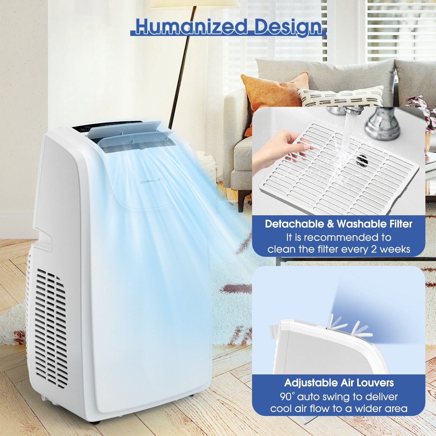 3-in-1 Portable Air Conditioner with Cooling Fan Dehumidifier Function-12000 BTU, White - Gallery Canada