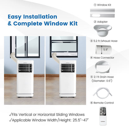 8000/10000 BTU Portable Air Conditioner with Dehumidifier and Fan Mode-10000 BTU, White Portable Air Conditioners   at Gallery Canada