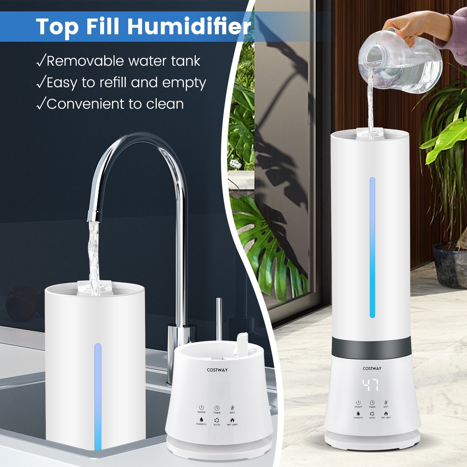 5.5L Cool Mist Humidifiers with Remote Control and 12 Hours Timer, White Dehumidifiers   at Gallery Canada