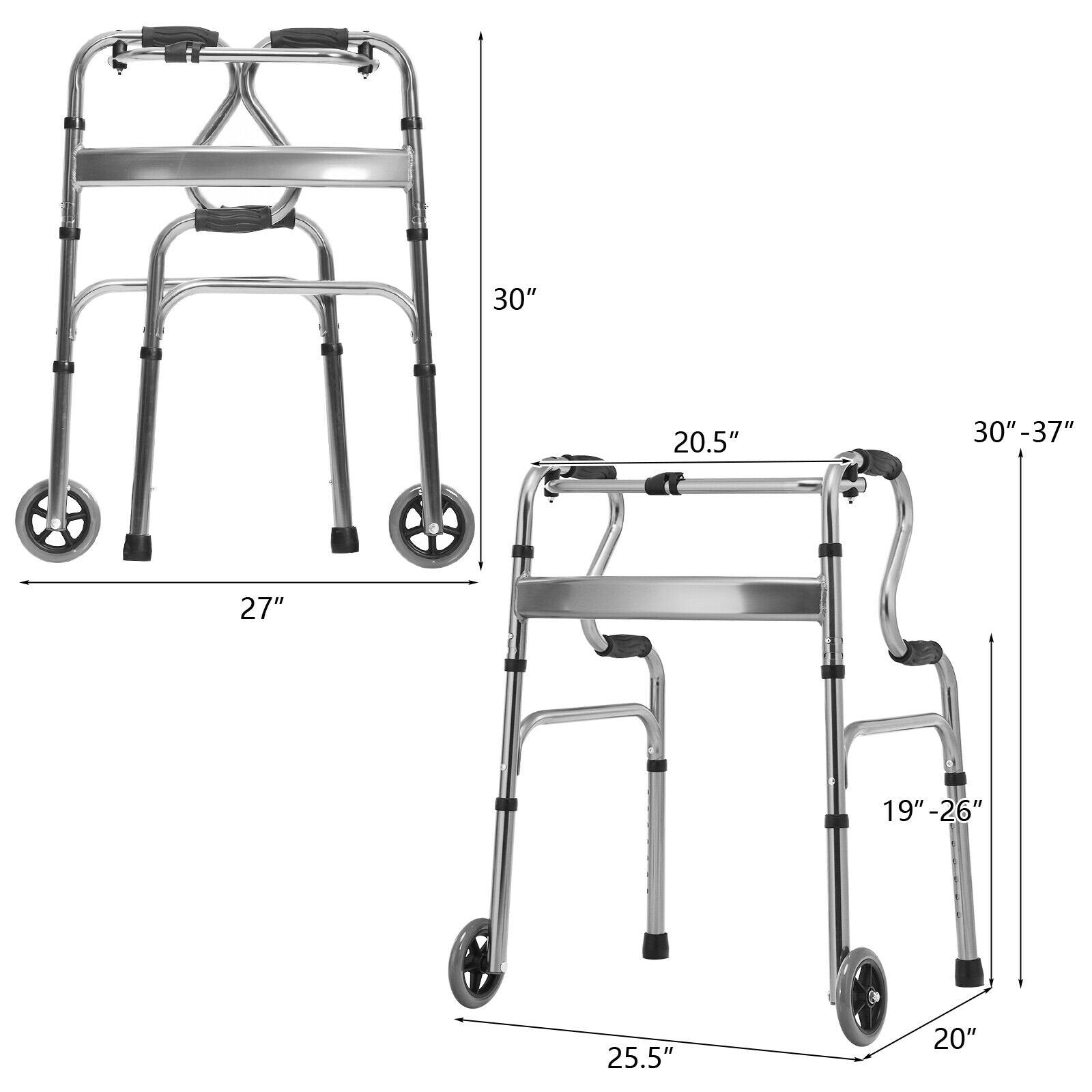 Aluminum Heavy-Duty Folding Wheeled Stand-Assist Walker, Gray Walkers & Rollators   at Gallery Canada