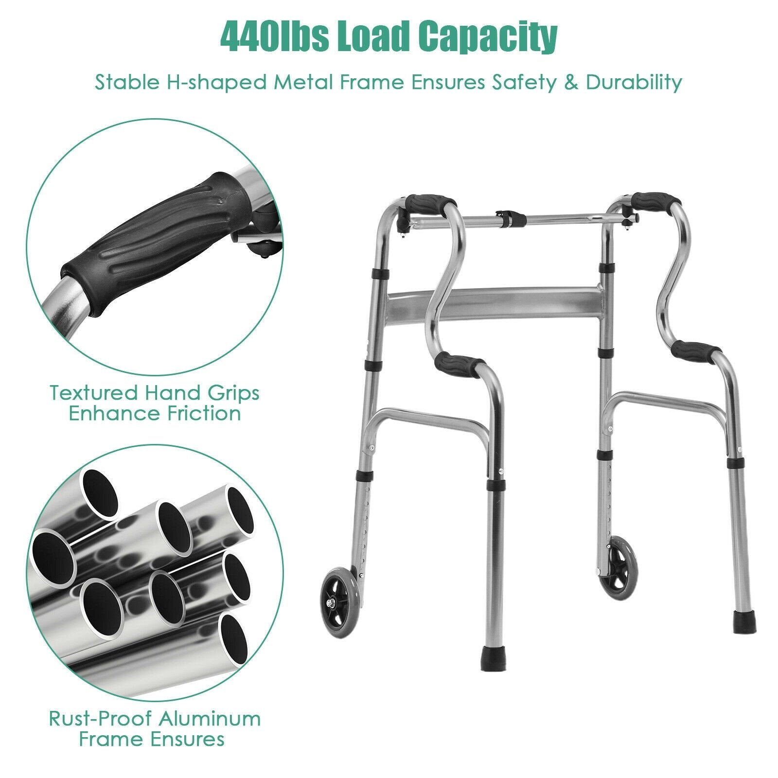 Aluminum Heavy-Duty Folding Wheeled Stand-Assist Walker, Gray Walkers & Rollators   at Gallery Canada