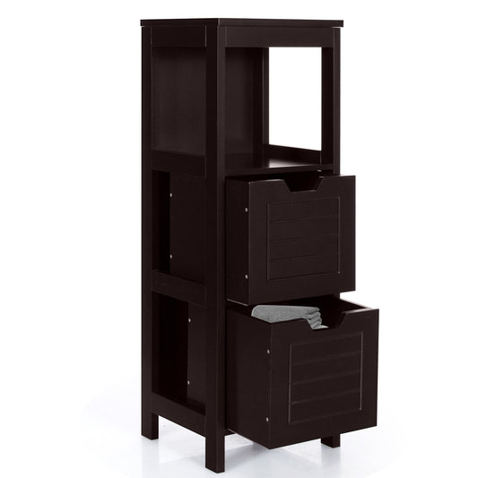 Bathroom Wooden Floor Cabinet Multifunction Storage Rack Stand Organizer, Brown - Gallery Canada