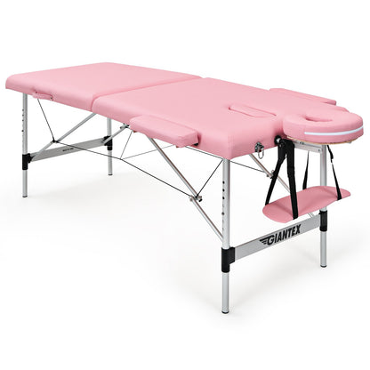 84 Inch L Portable Adjustable Massage Bed with Carry Case for Facial Salon Spa, Pink - Gallery Canada