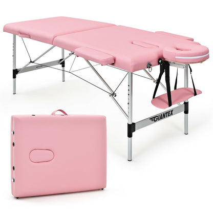 84 Inch L Portable Adjustable Massage Bed with Carry Case for Facial Salon Spa, Pink - Gallery Canada