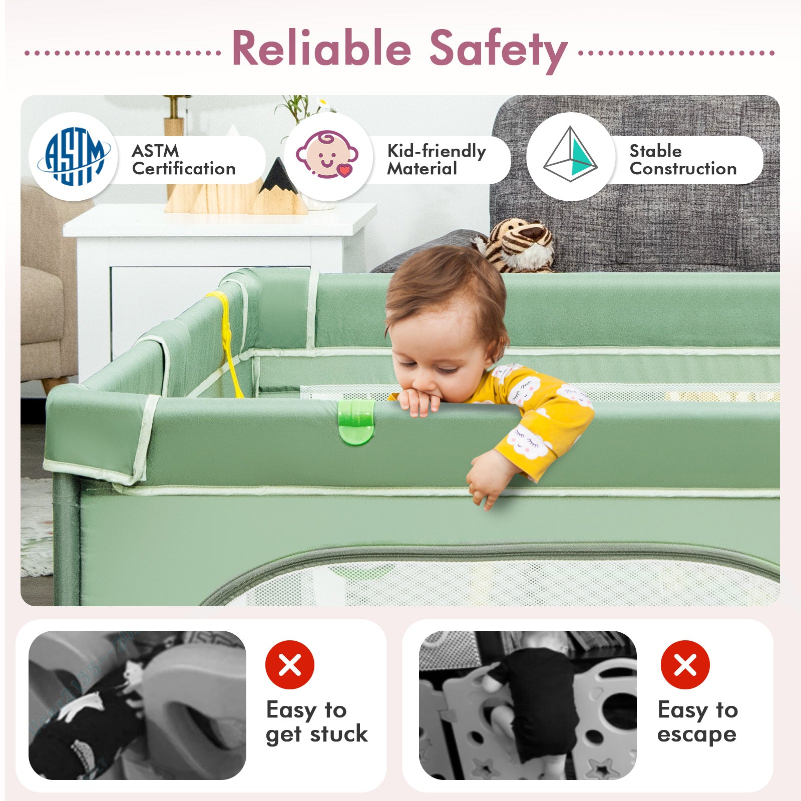 Extra-Large Safety Baby Fence with 50 Ocean Balls, Green Baby Playpen & Playards at Gallery Canada