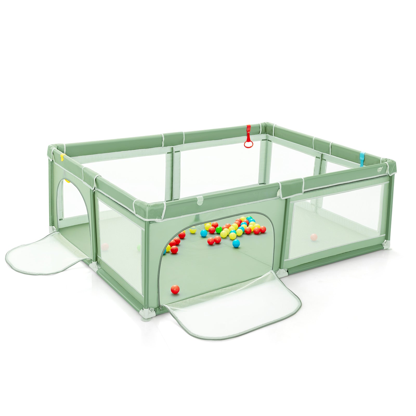 Extra-Large Safety Baby Fence with 50 Ocean Balls, Green Baby Playpen & Playards Green at Gallery Canada