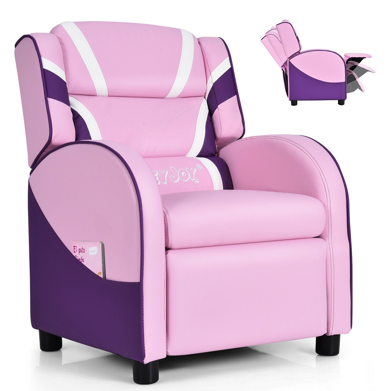 Kids Leather Recliner Chair with Side Pockets, Pink Kids Chairs & Seating   at Gallery Canada