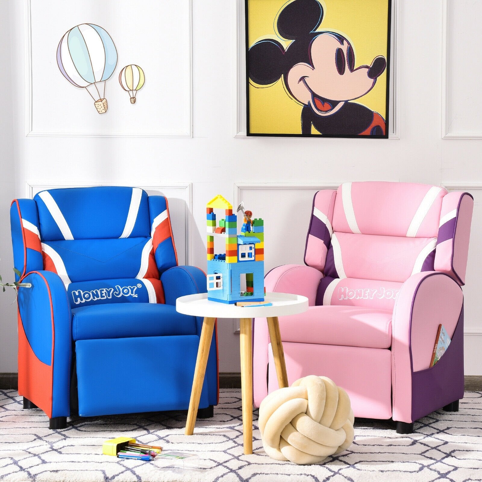 Kids Leather Recliner Chair with Side Pockets, Pink Kids Chairs & Seating   at Gallery Canada