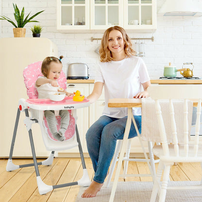 Folding Baby High Dining Chair with 6-Level Height Adjustment, Pink High Chairs   at Gallery Canada