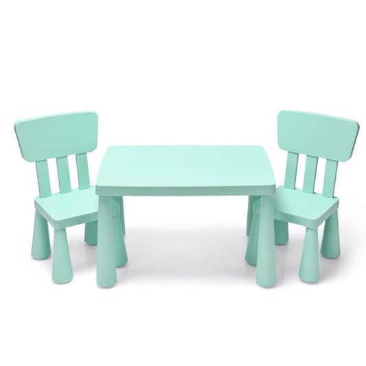 3 Pieces Toddler Multi Activity Play Dining Study Kids Table and Chair Set, Green - Gallery Canada