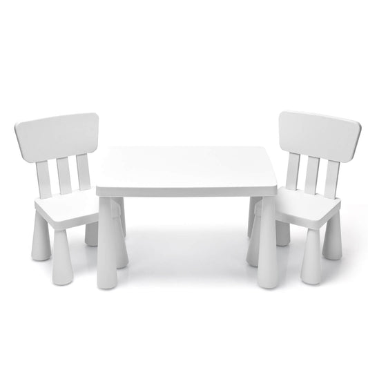 3 Pieces Toddler Multi Activity Play Dining Study Kids Table and Chair Set, White - Gallery Canada