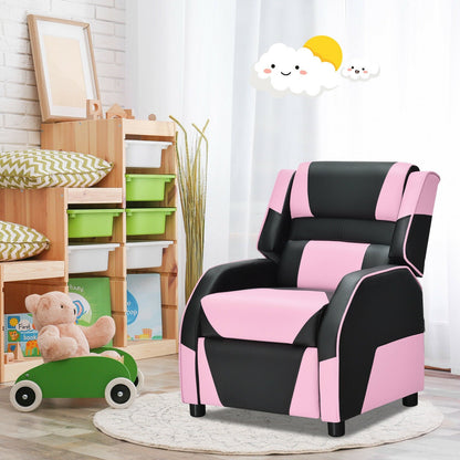 Kids Youth PU Leather Gaming Sofa Recliner with Headrest and Footrest, Pink Kids Chairs & Seating   at Gallery Canada