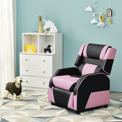 Kids Youth PU Leather Gaming Sofa Recliner with Headrest and Footrest, Pink Kids Chairs & Seating   at Gallery Canada