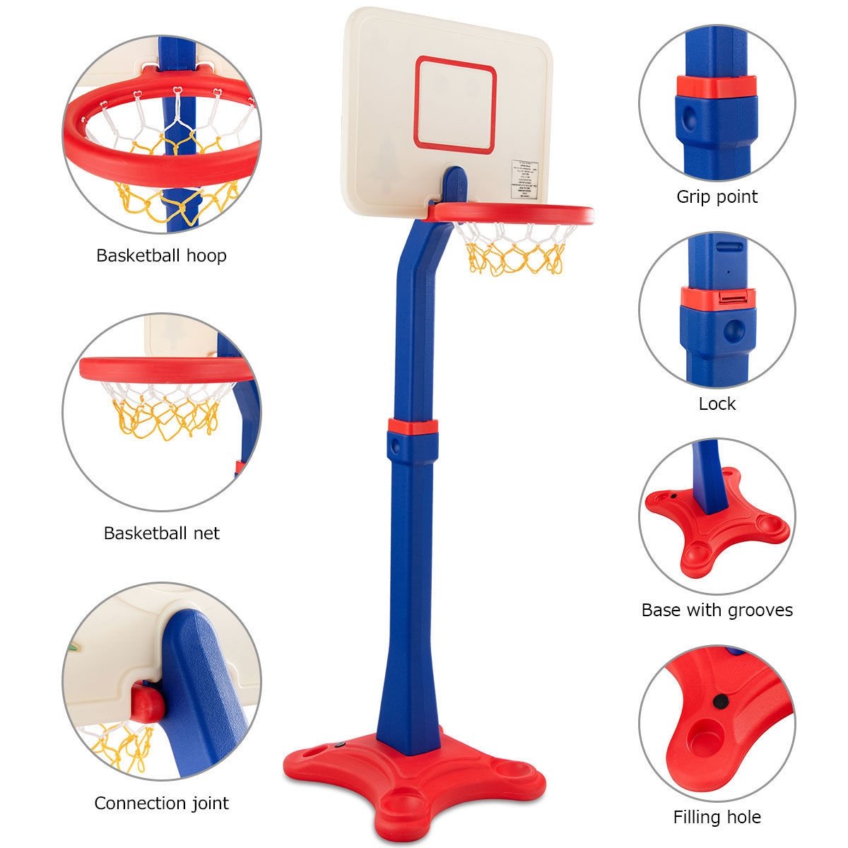 Kids Adjustable Height Basketball Hoop Stand, Multicolor Toy Sports   at Gallery Canada