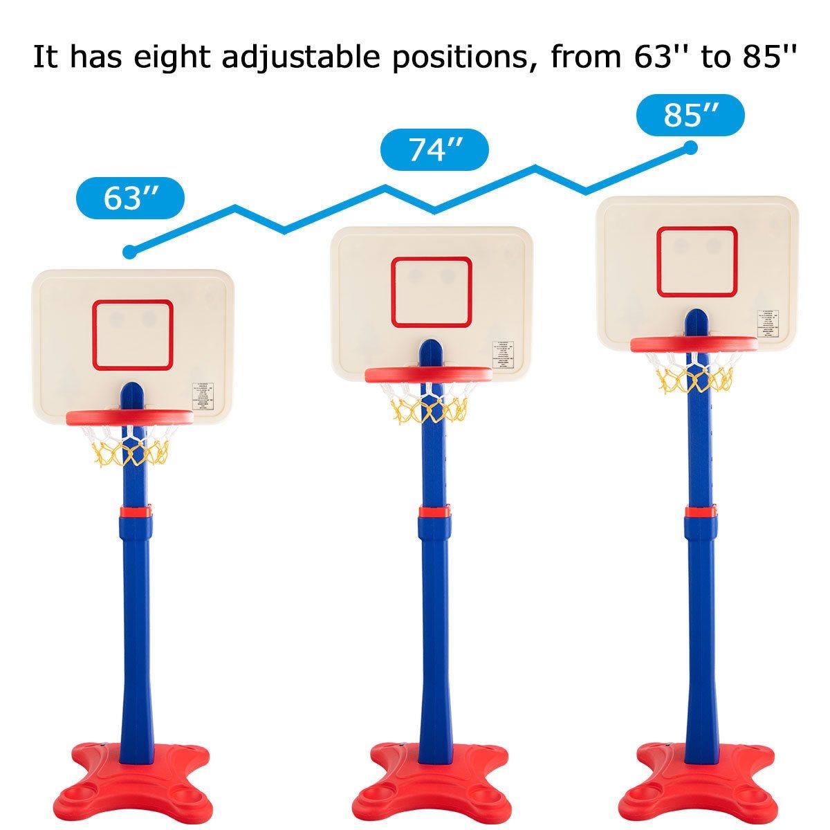 Kids Adjustable Height Basketball Hoop Stand, Multicolor Toy Sports   at Gallery Canada