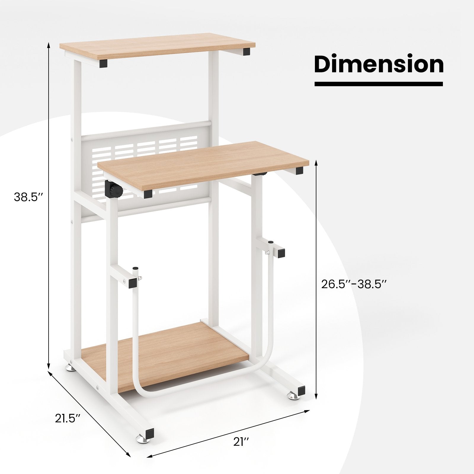 Standing Desk for Small Space Sit Stand Desk with Height Adjustable Desktop, Brown & White Laptop Tables & Printer Stands   at Gallery Canada