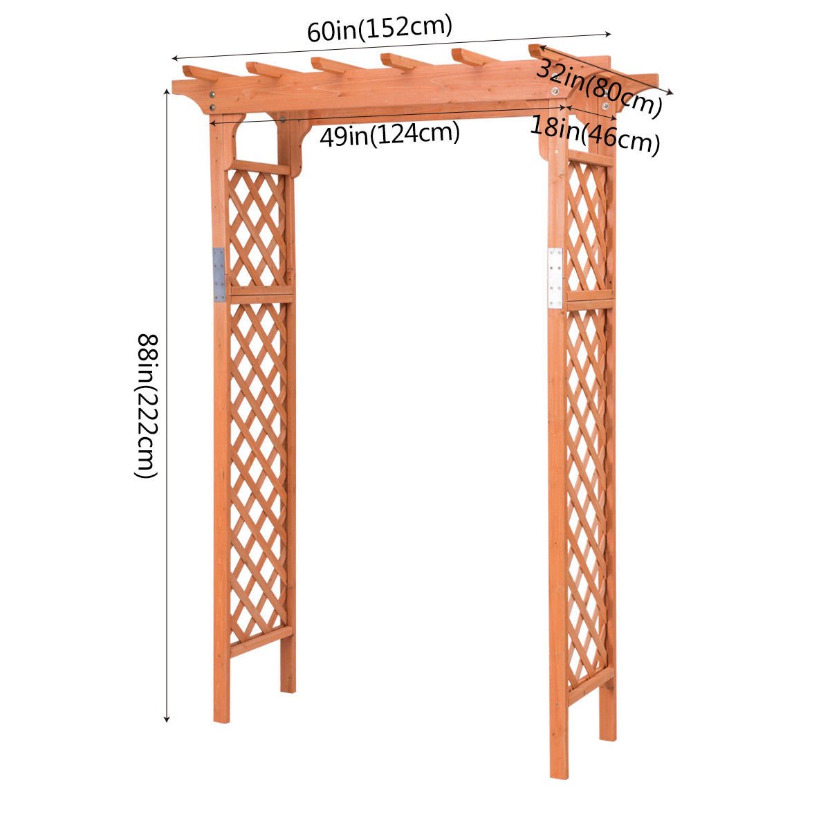 7 Feet Garden Wooden High Arbor Arch Plant Pergola, Natural Outdoor Decor   at Gallery Canada