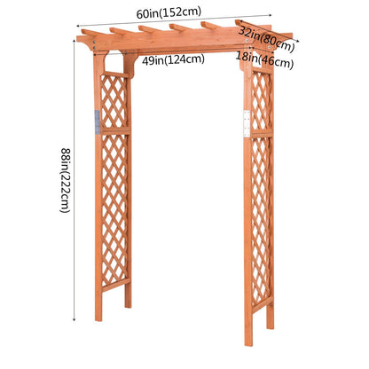 7 Feet Garden Wooden High Arbor Arch Plant Pergola, Natural - Gallery Canada