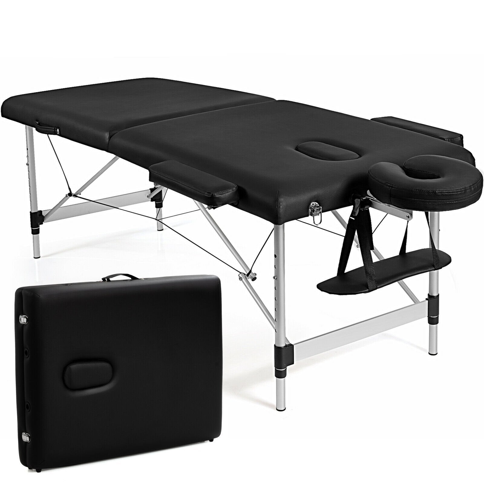 84 Inch L Portable Adjustable Massage Bed with Carry Case for Facial Salon Spa, Black Spa & Salon   at Gallery Canada